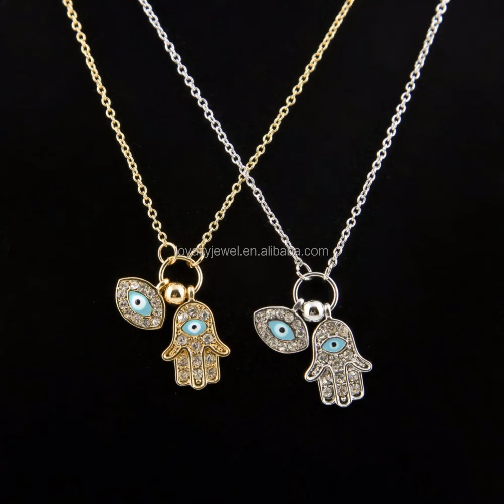 Hip hop necklace fashionable Egyptian Eye of Good Luck Fatima Hamsa Hand Pendant Necklace