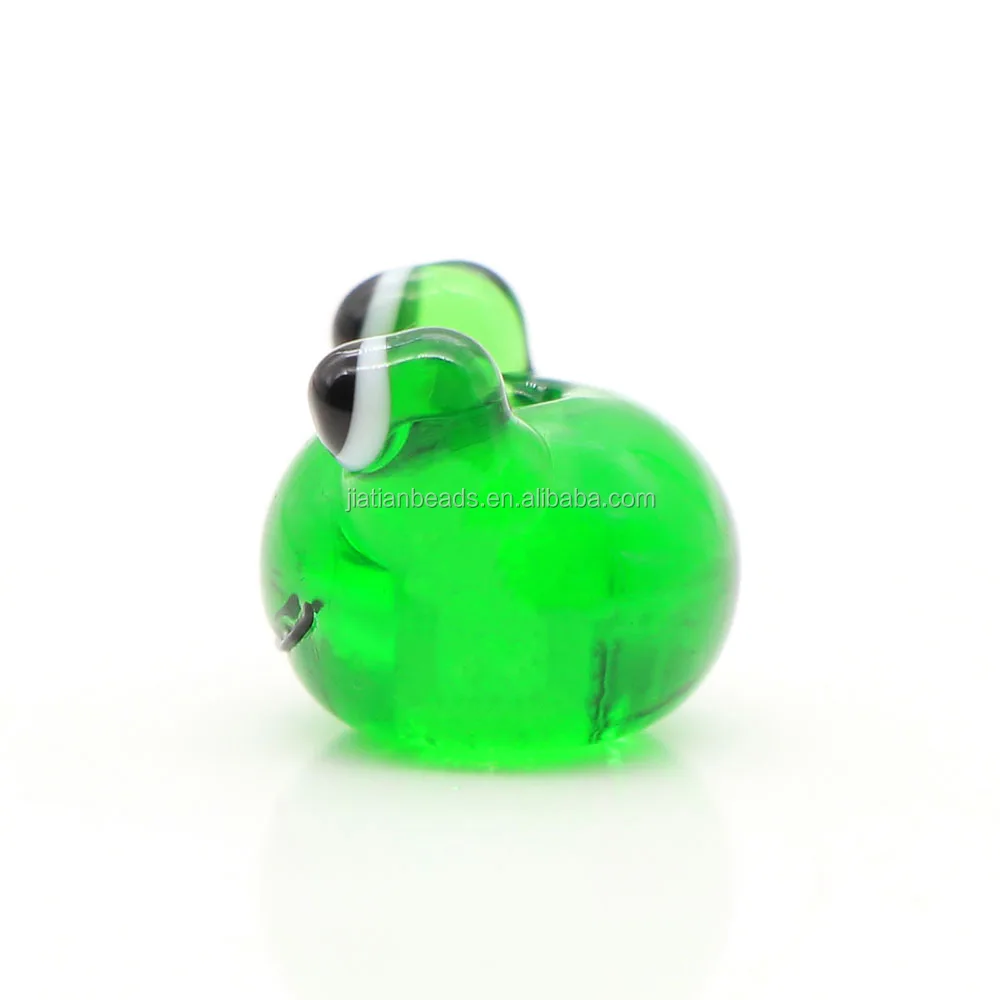 Cute green frog glass bulk cartoon beads
