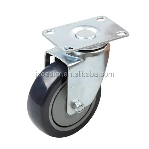 Фабрика 3 дюймов Средний Долг шарнирного соединения сталь с покрытием из пластика PU колеса для роликов