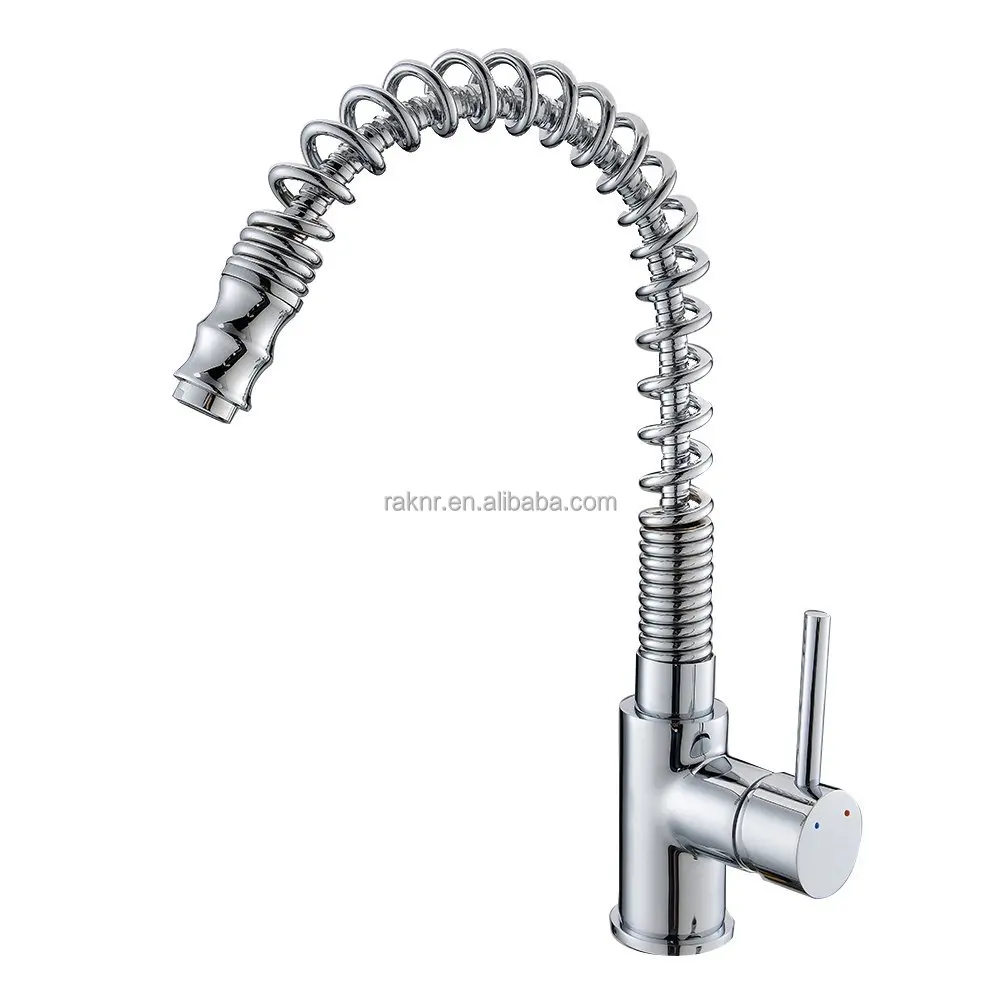 Chrome Plating Spring Kitchen Sink Mixer Faucet Pull out Flexible Taps