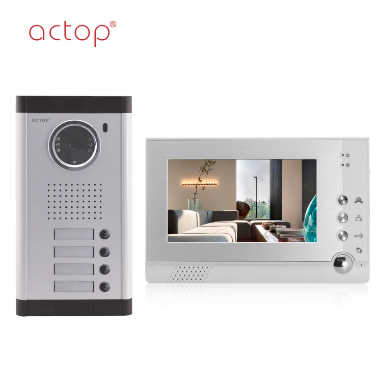 China Supplier smart audio video doorbell wired video door phone intercom system for 4apartment multi-apartment