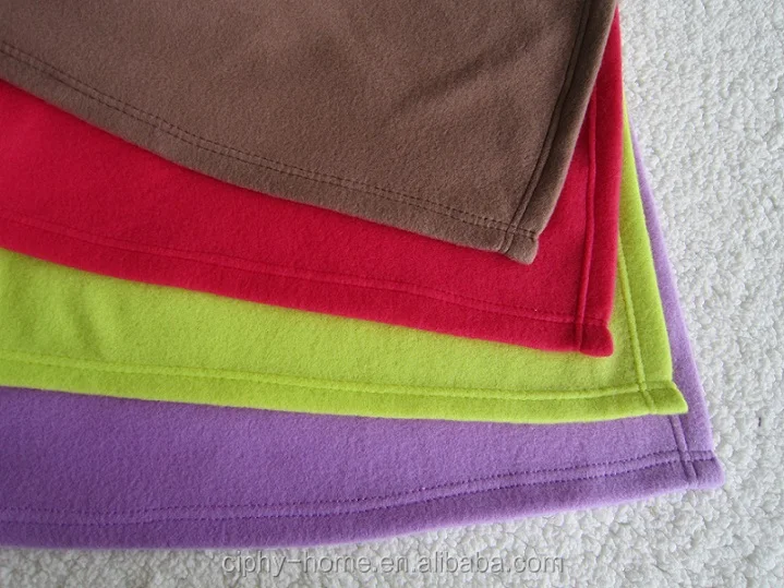 100% polyester polar fleece pure color solid fabric micro polar fleece blanket with embroidery silk print  LOGO