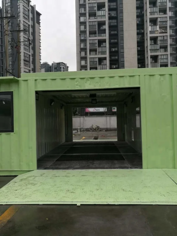 Green modified shipping container Car washing room for sale
