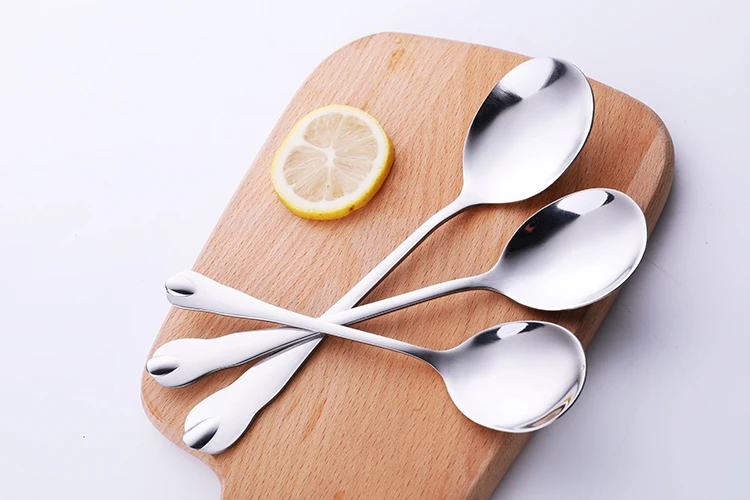 
Wholesale China silver spoon stainless steel round table spoon 