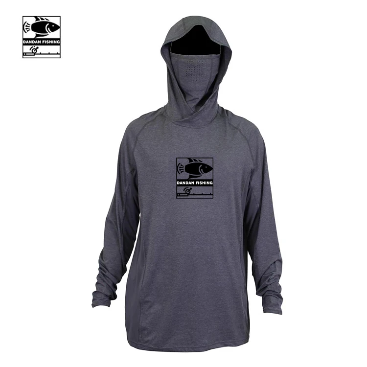 Мужская рубашка для рыбалки с логотипом на заказ, с УФ-защитой и капюшоном, с Натяжной солнцезащитной маской, рубашка для рыбалки с длинным рукавом