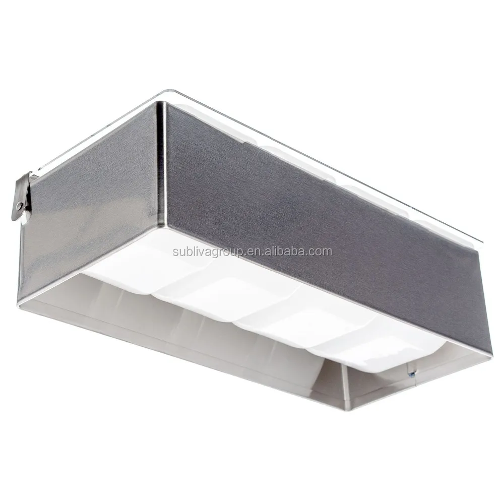 4 Compartment Stainless Steel Condiment Dispenser, Condiment Holder