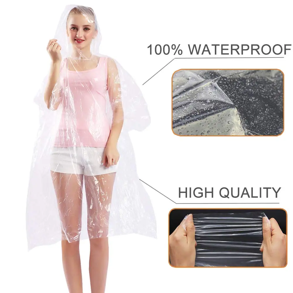 Rain Poncho for Adults Thick Disposable Rain Ponchos Raincoat for Women & Men, One Size Fits All Emergency Poncho for Theme Par