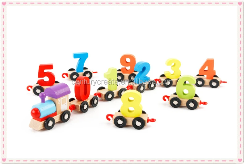 Educational children Wooden numbers and digital train toy set for kids
