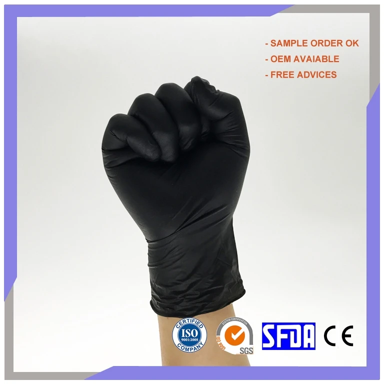 Manufacturer Waterproof Black Disposable Hair Dye Gloves Nitrile Gloves