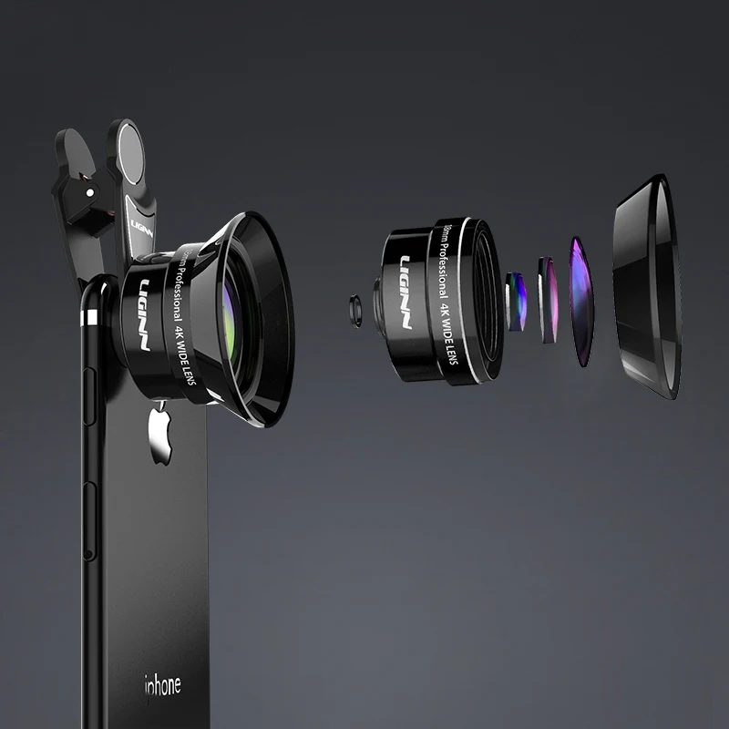LIGINN, внешний объектив для мобильного телефона, 18 мм, профессиональный объектив HD-камеры, широкоугольный объектив с универсальным зажимом для iphone