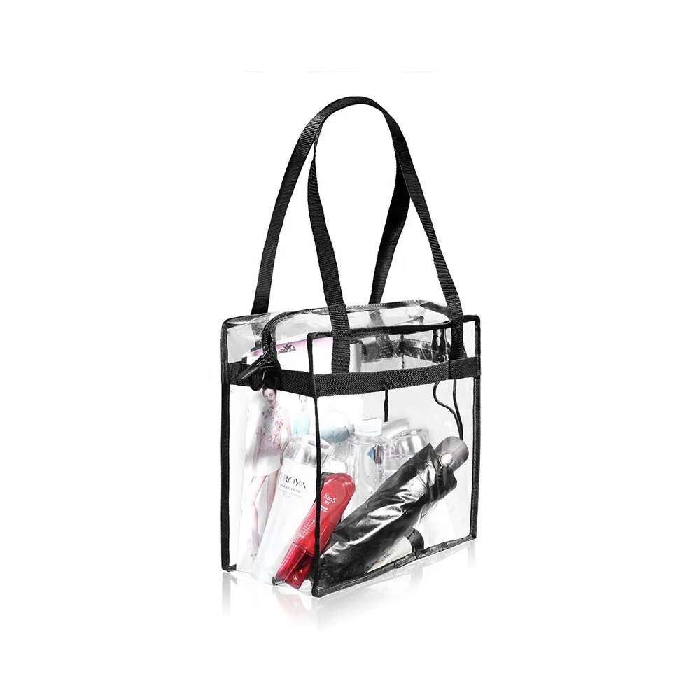 Wholesale Women Waterproof Security Shoulder Clear Tote bag Transparent PVC Beach Bag