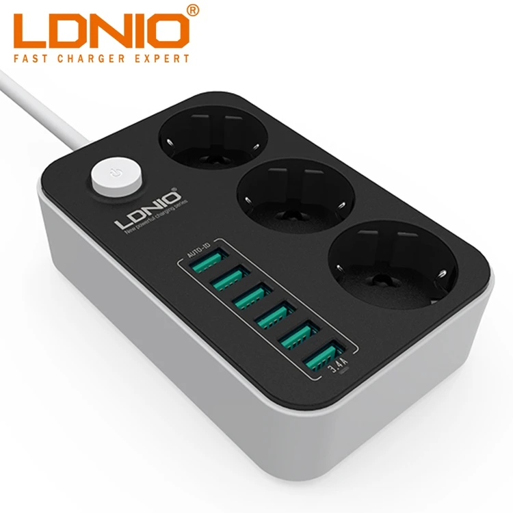 6 USB-портов и 3 евророзетки, проводная плата, Европейская розетка, удлинитель питания