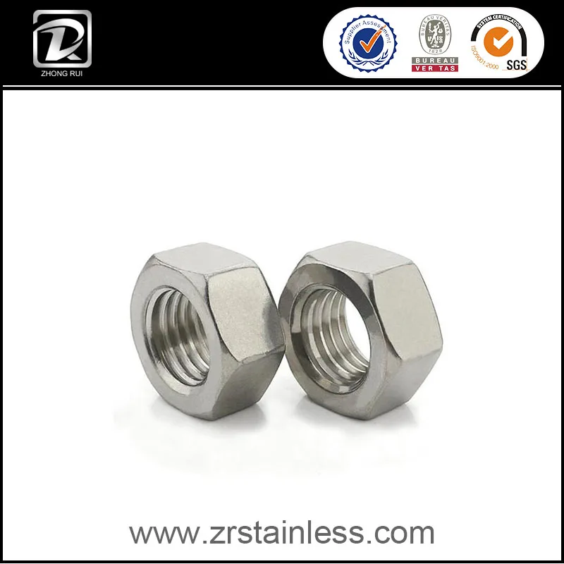 Large diameter stainless steel hex nut