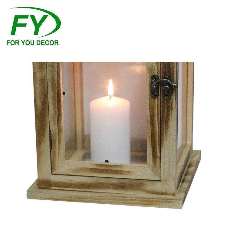 
Home Decoration Retro Wooden Candle Holder Lantern Candlestick 