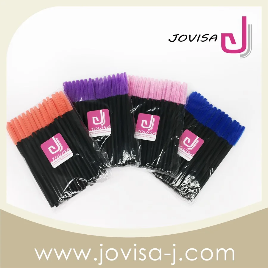 JOVISA High Quality Professional Cosmetics Eyelash Colorful Silicon Brush Eyelash Mascara Brush For Eyelash Extension