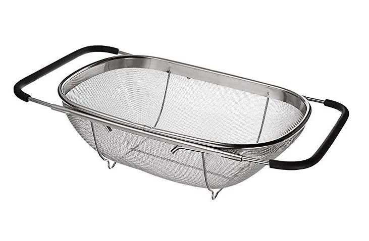 Stainless Steel Punching Hole Mesh Colander With Plastic Handle,Vegetable Colander