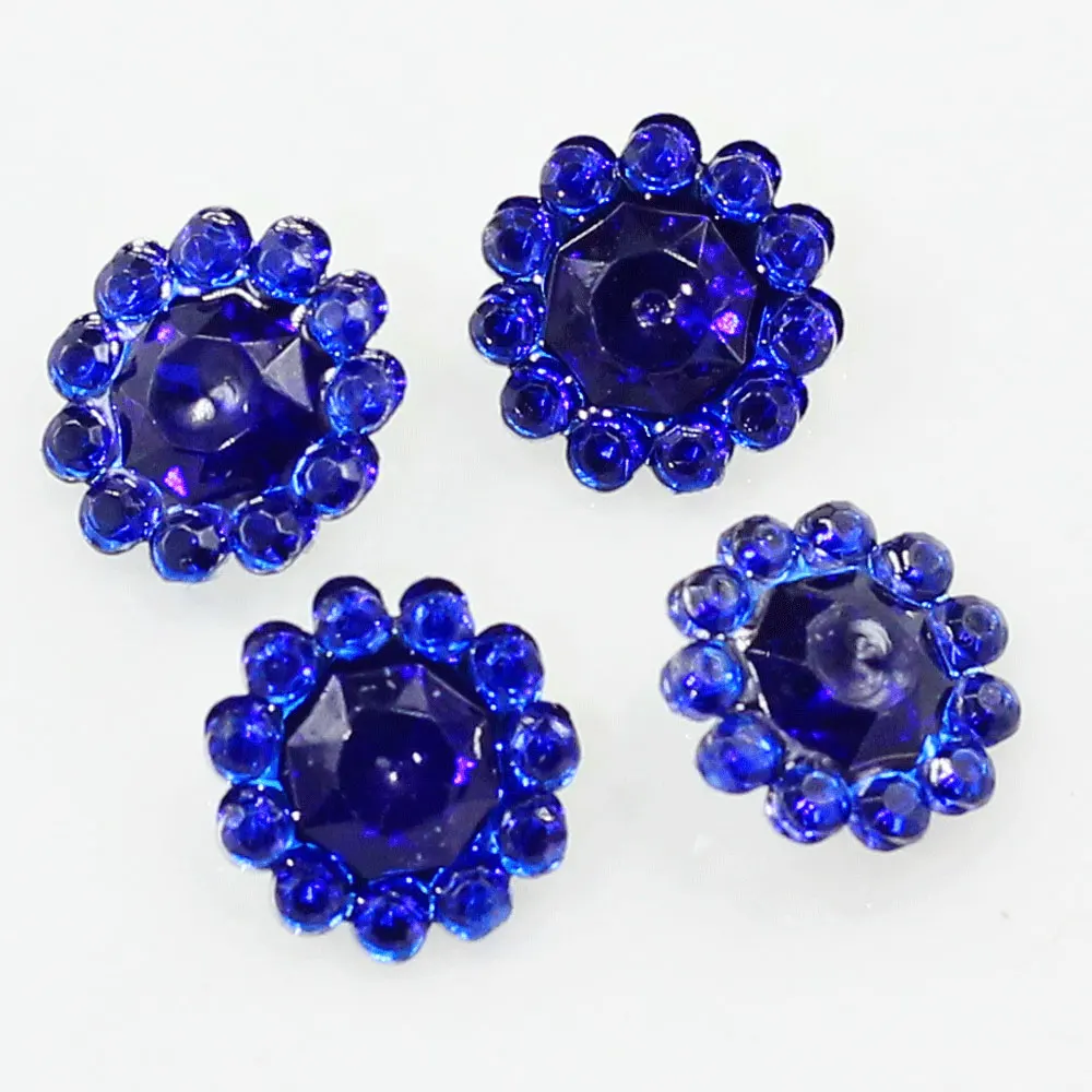 10mm Hotfix Bling Acrylic Pointback Flower Rhinestone Buttons Artificial Plastic Decorative  Strass Beads