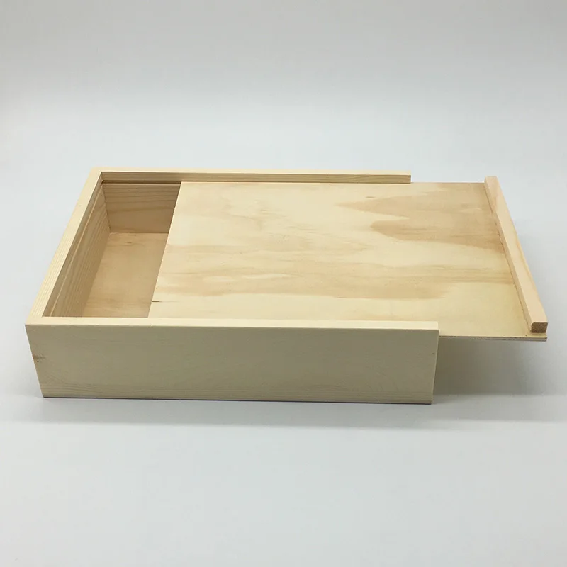 Обычная сосновая деревянная фотокоробка, индивидуальная Подарочная коробка, деревянная коробка с раздвижной крышкой