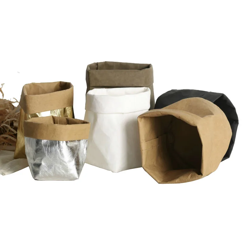 Biodegradable Washing 2 Ply Customized Kraft Paper Bag For Food Grocery