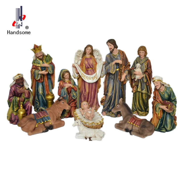 Big Size Polyresin Figurine Outdoor Christmas Decorations Crib Nativity Scene for motel home
