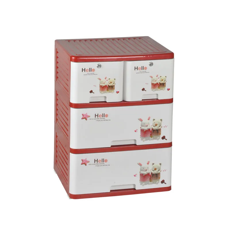 Wholesale cheap 4 layers hardware whiteplastic storage drawers