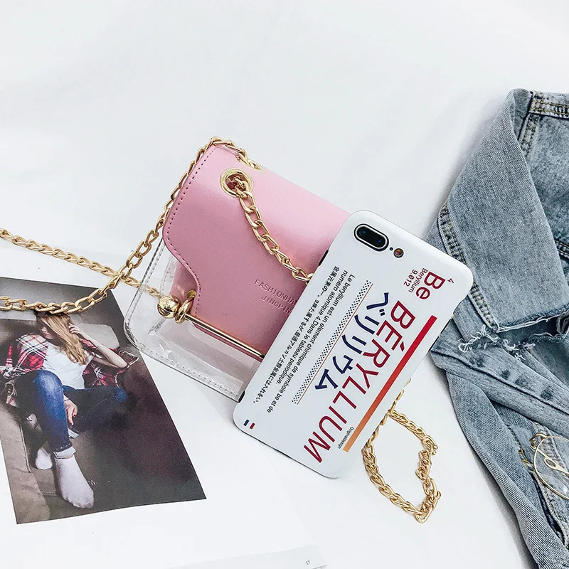 
Fashion Women Brand Design Small Square Shoulder Bag Clear Transparent PU Composite Messenger Bags New Female Handbags 