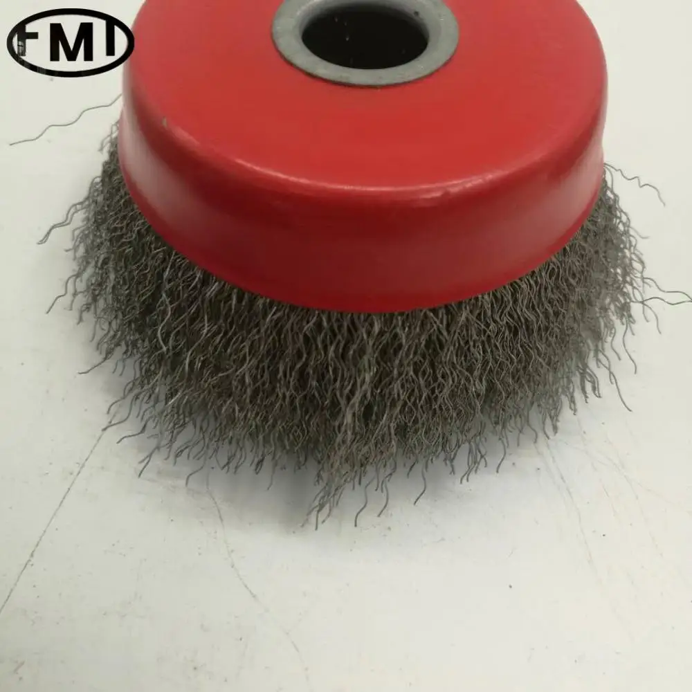 FMT  5 Inches Red abrasive nylon  Wire cup brush for wood floor wire drawing