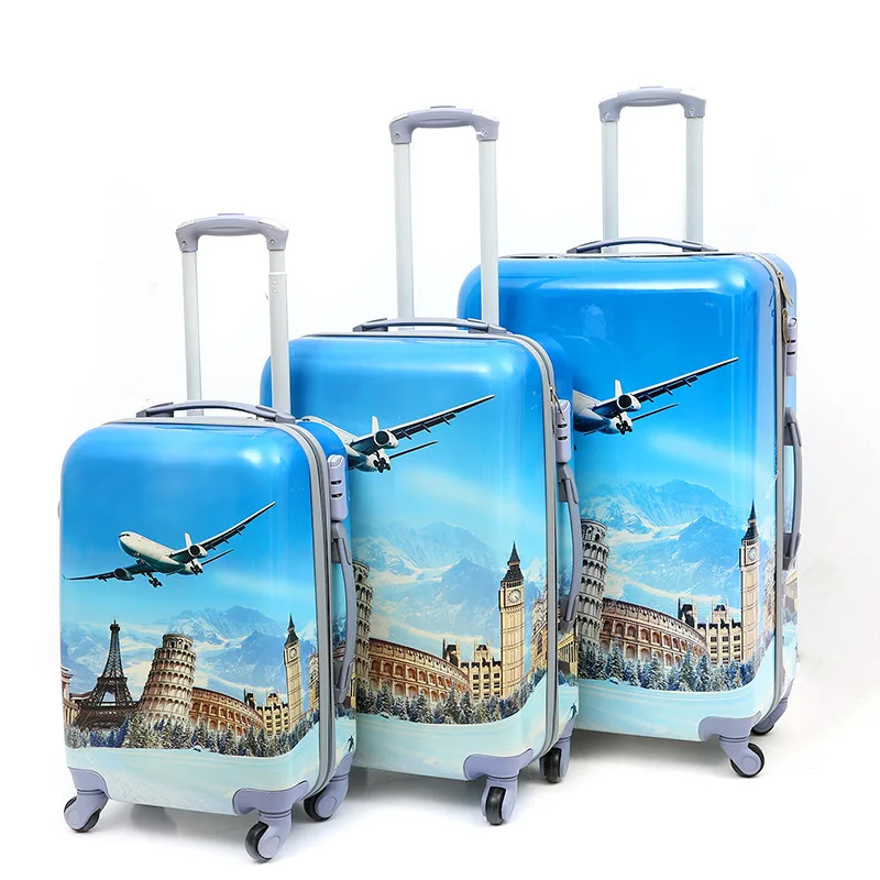 Spinner Wheels Printed ABS PC Luggage Code Case Set