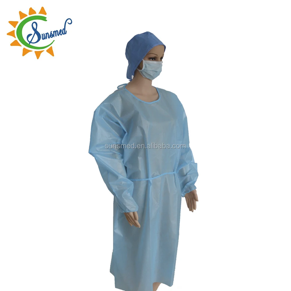 disposable nonwoven isolation gown medical water-repellent isolation gown PP+PE laminated isolation gowns with elastic cuff