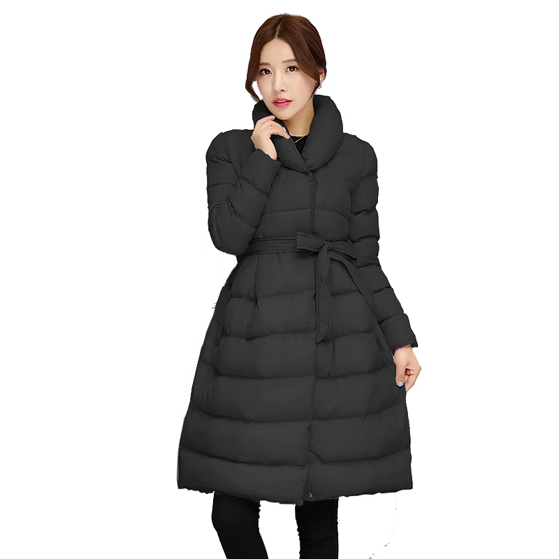 Fashion New Abrigos Mujer font b Winter b font Long Cotton Down Jacket Women Stand Collar