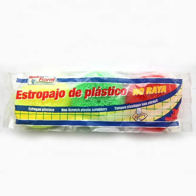 Household Kitchen Cleaning Plastic Mesh Scourer Cleaning Ball