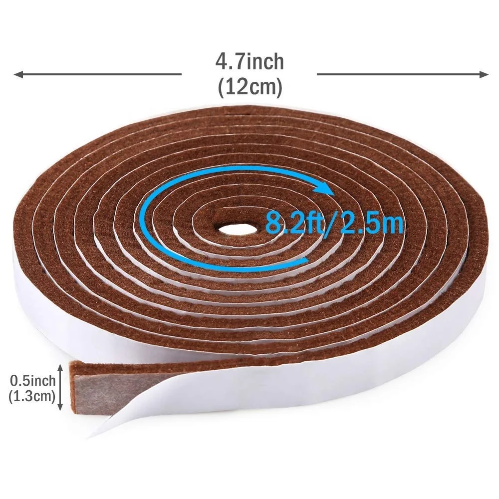 Brown Self Adhesive Felt Tape Felt Furniture Pads Heavy Duty Felt Strip Roll for Protect Furnitures and Hard Surface