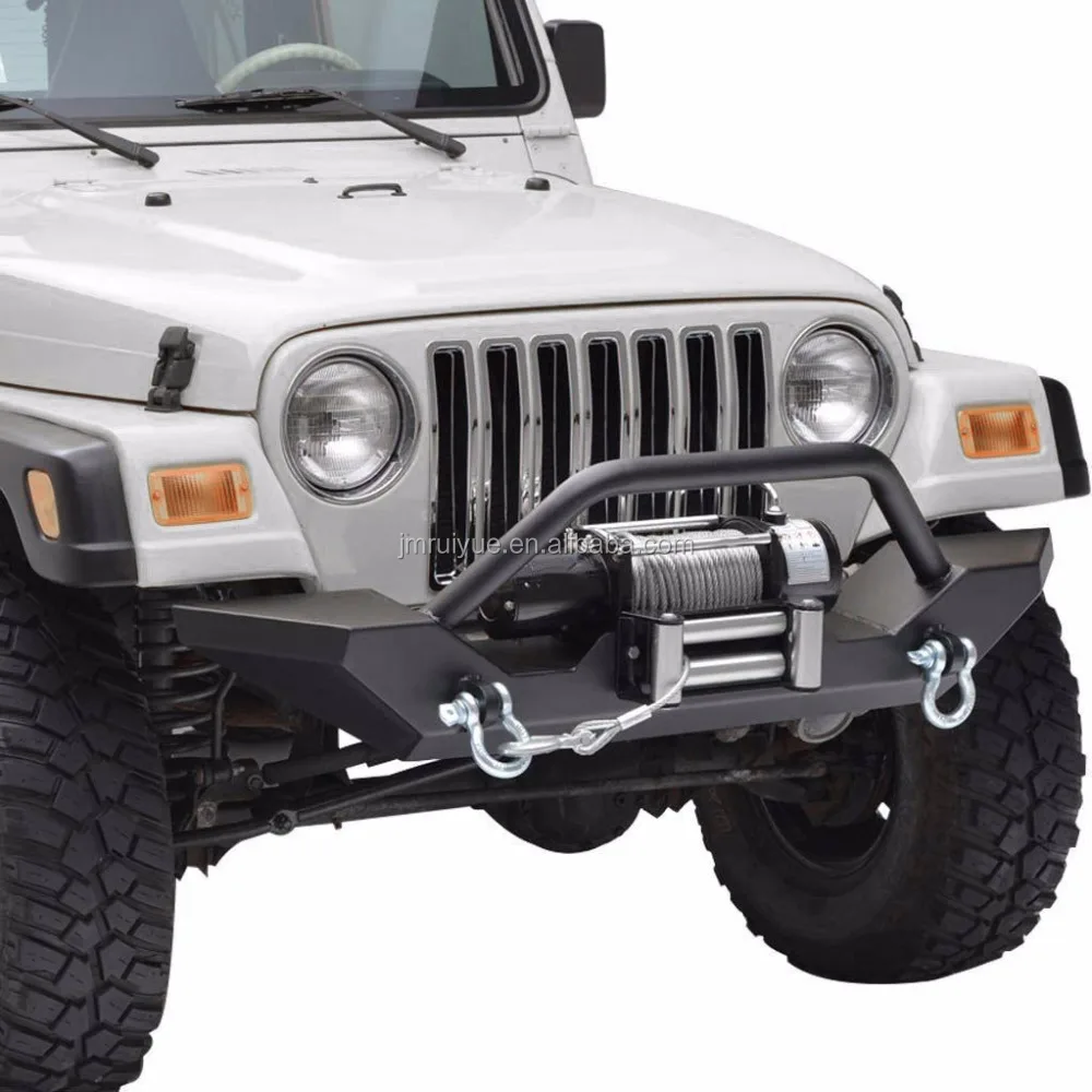 Textured Black Front Bumper W/Winch Plate & D-Ring Fit 1987-2006 TJ