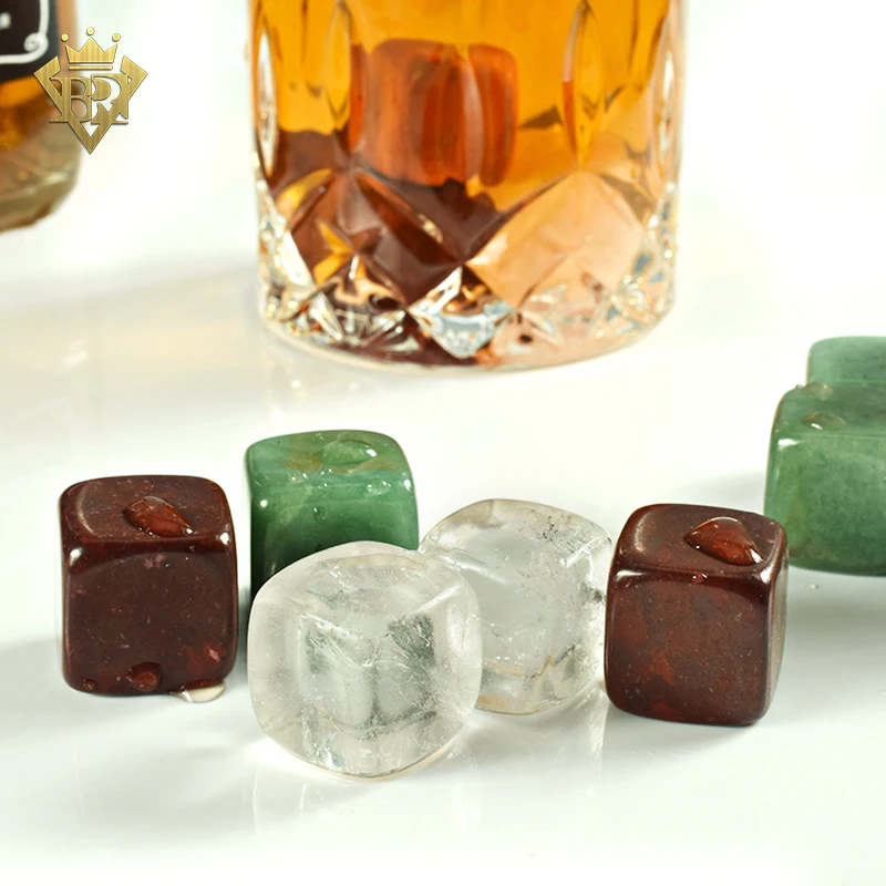 Colorful Semi Precious Whiskey Rocks Reusable Whisky Stones