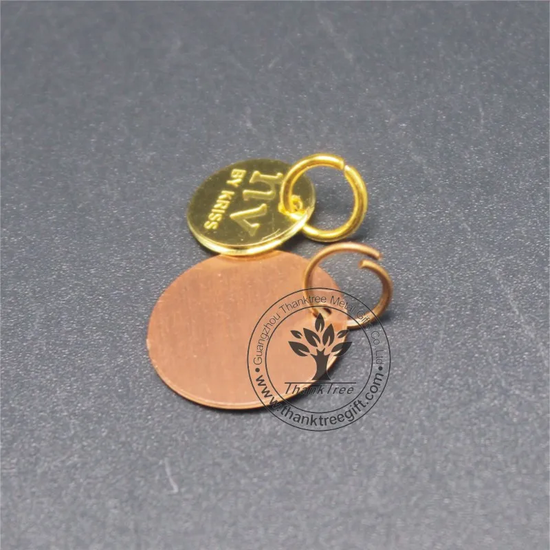 small custom rose gold color brass custom made jewelry tags