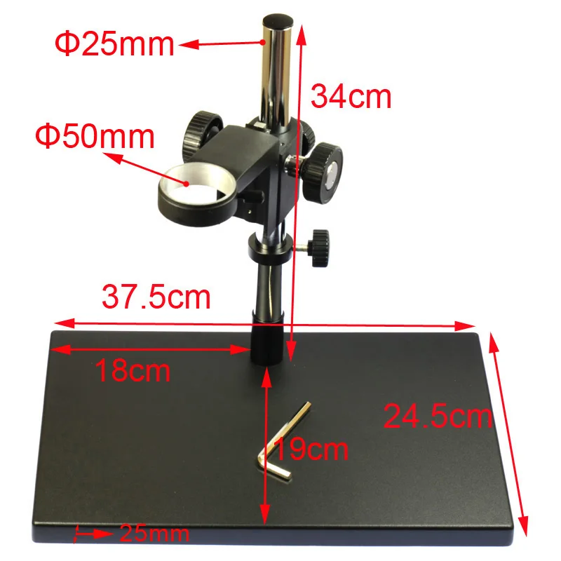 HAYEAR 50mm Gear Ring Holder Industrial Microscope  Big Heavy Duty Metal Microscope Camera Table Stand