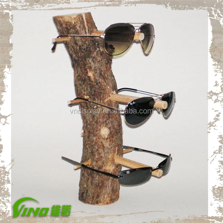 Nature Wooden sunglasses Display Eyewear Rack Holder For 6 pairs