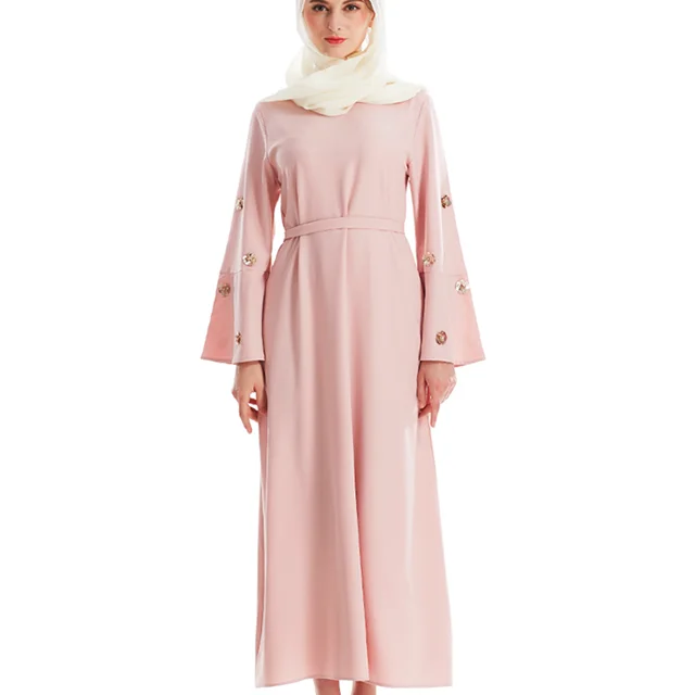 Dubai Fashion Elegant Solid Color Pearl Abaya New Design