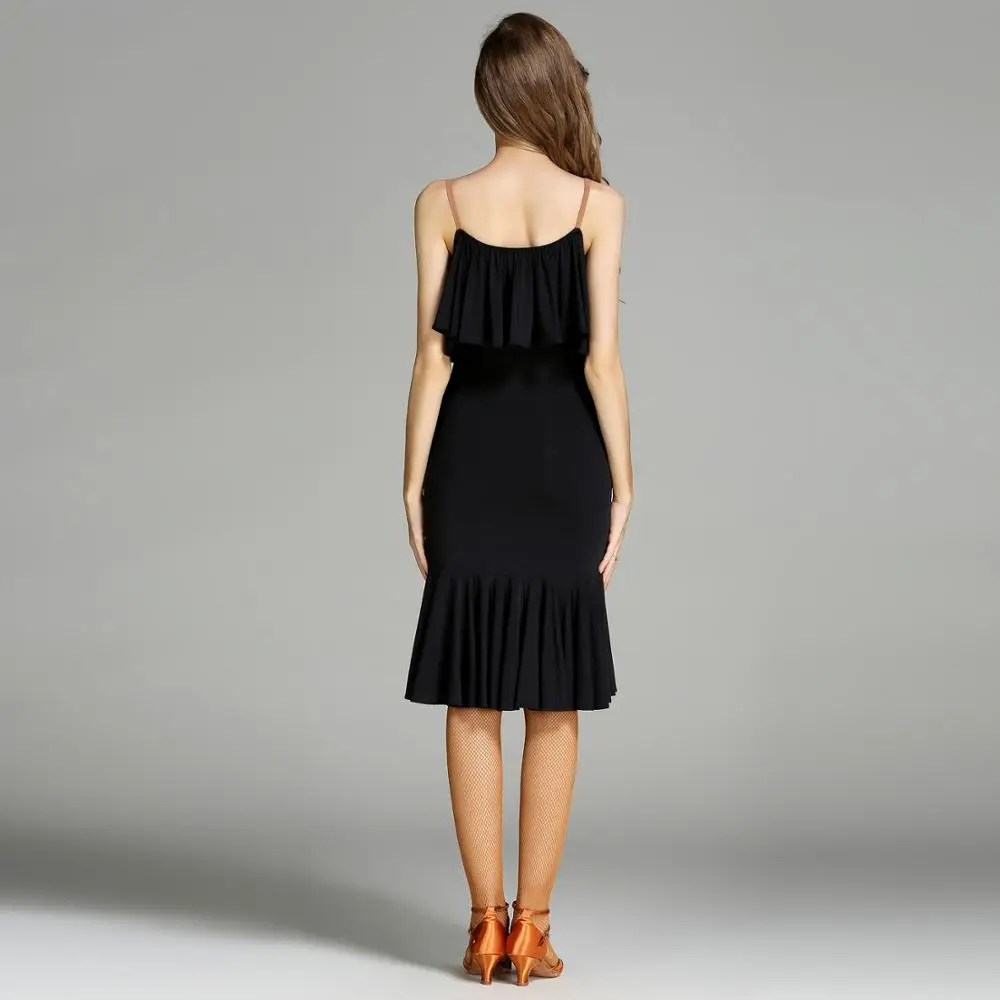 YF-MY757 Halter Neckline Dancing Dress Women Ladies Adult Latin Rumba Cha Cha Samba Ruffled Dress Costume Performance Wear