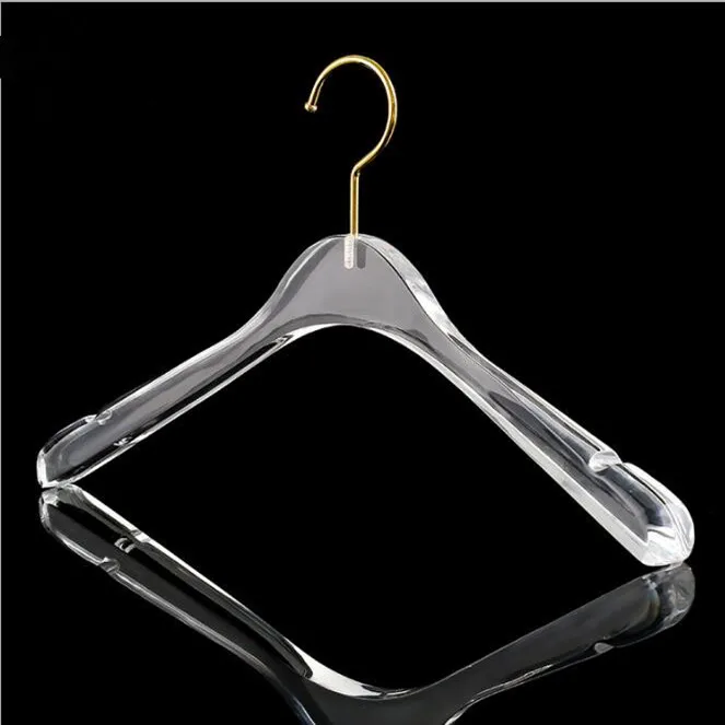 Custom Logo Transparent Clear Acrylic Hanger Adult Acrylic Coat Hanger with Gold Hook