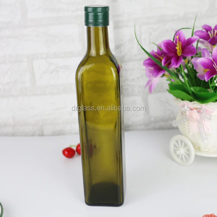 Transparent 250ml500ml750ml Camellia Oil Bottle Glass Dark Green Olive Oil Bottle
