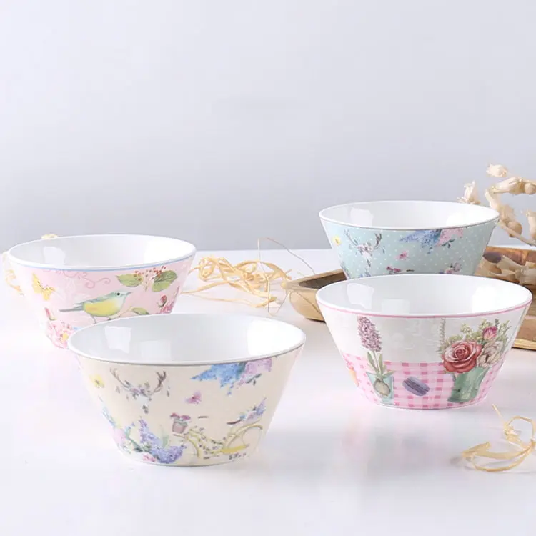Оптовая продажа с фабрики, миска из костяного фарфора, керамическая миска для закусок с цветочным дизайном