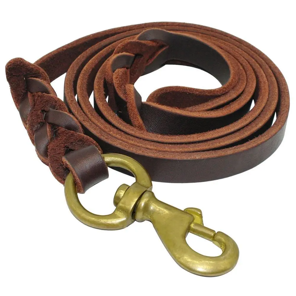 Sofe leather dog leash braided fashion dog leather lead for German Shepherd good quality pet product wholesale
