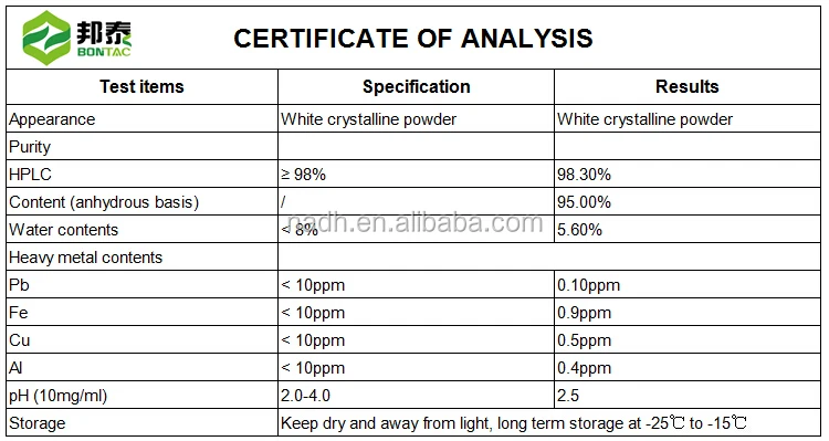 
Bontac oem pulver nmn food grade capsules raw material nicotinamide mononucleotide bulk nmn powder 99% 