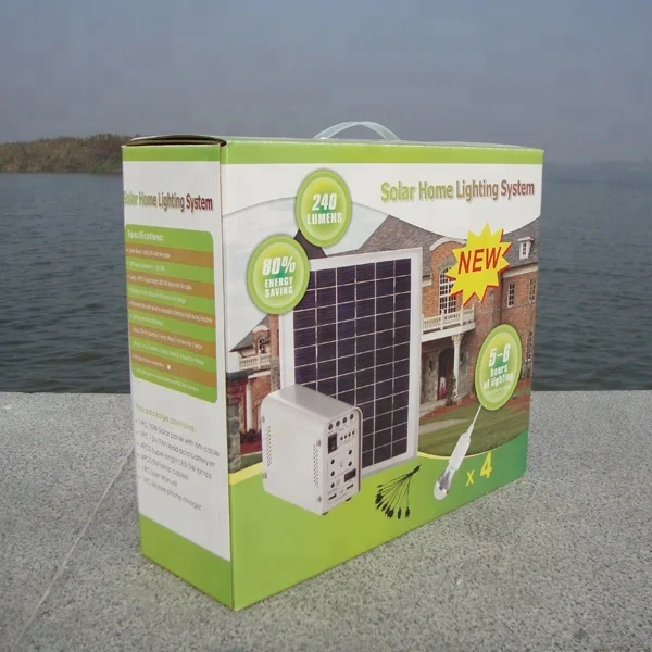 Portable 10w solar lighting kit with lead-acid battery solar home system for outdoor lighting