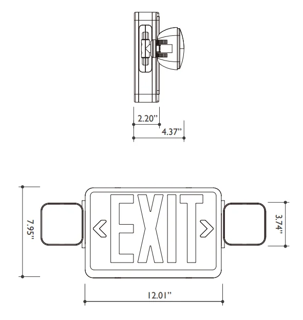 
North America 120/277V Ac Led Combo Exit Sign Emergency Light With Two Adjustable Heads 