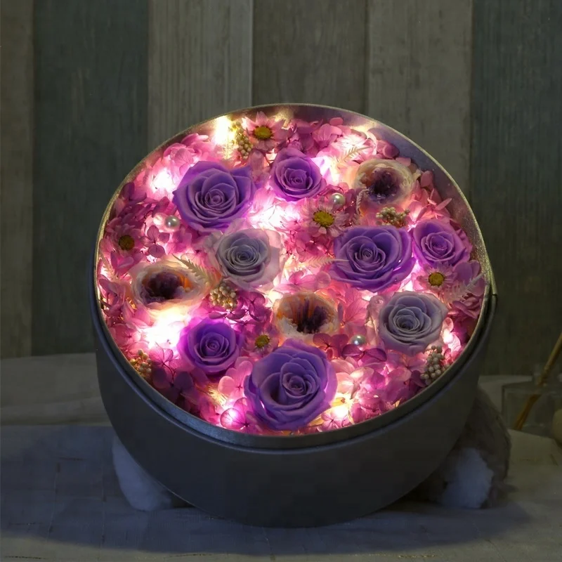Gift Set Womens Round Preserved Flower Box Gift Item Catalog Preserved Flower Box Gift Item For Engagement Party