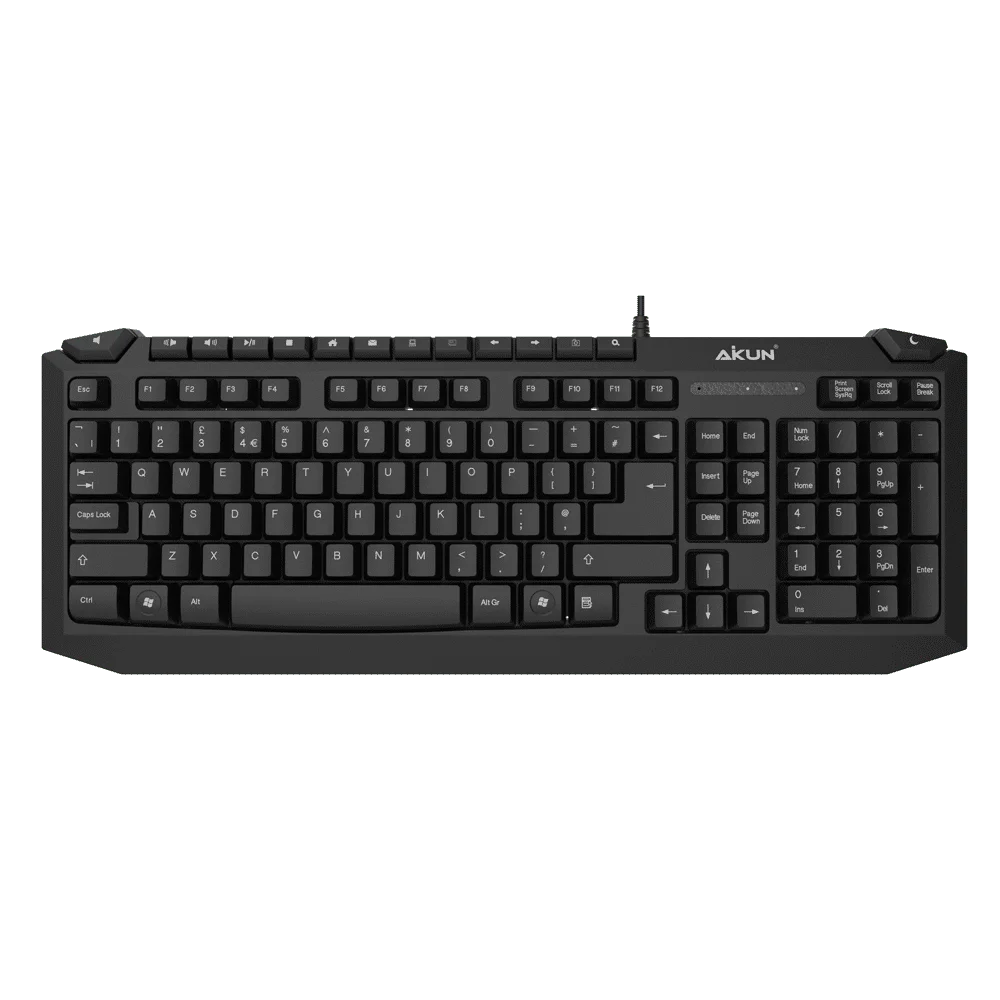 AIKUN Wired Keyboard KB3310,Full Size Keyboard with Number Pad,Multimedia,Silent Ergonomic Keyboard