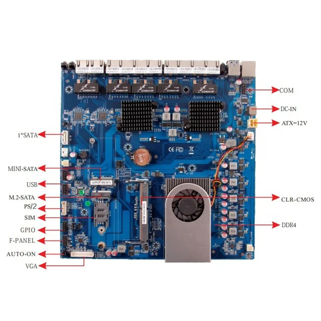 
Intel skylake 3855u embedded motherboard with 10 1000M lan for network pfsense firewall router 