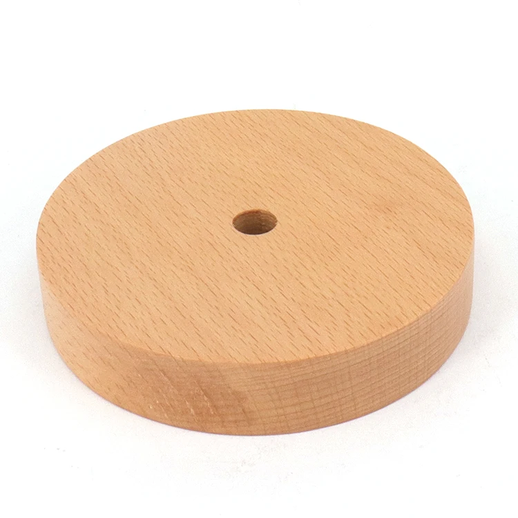 Handmade Modern Art Beech Wood Lampstand Board with round Polished Wooden Lid and Base Whole Sale